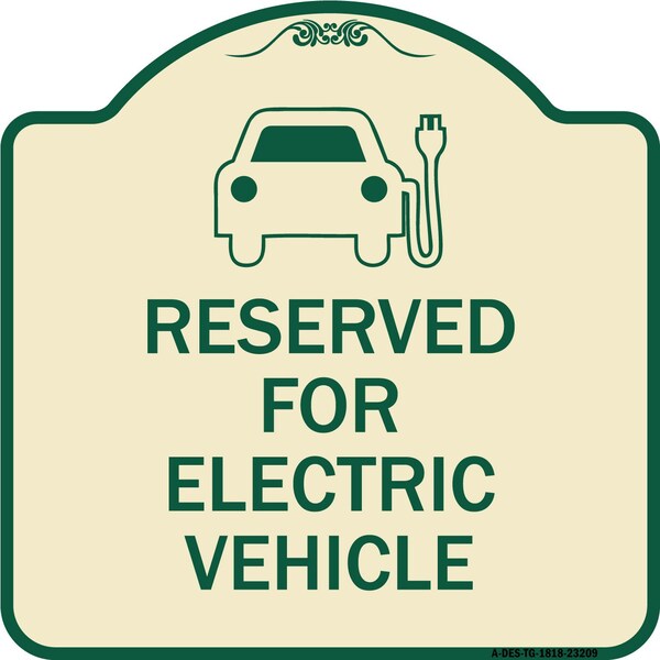 Reserved for Electric Vehicle W/ Graphic Heavy-Gauge Aluminum Sign, 18" x 18", TG-1818-23209